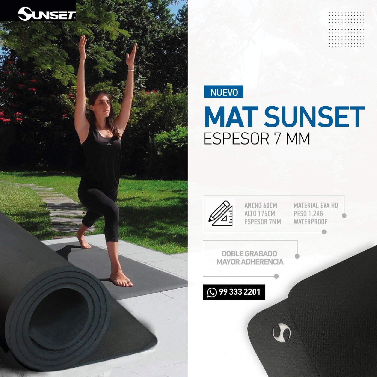 Mat para Yoga y ejercicios Sunset 7mm